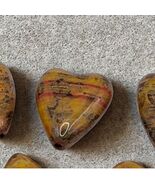 Elongated Heart Beads, Czech Glass, 16x13mm, Orange Travertine Mix, Set ... - $3.95