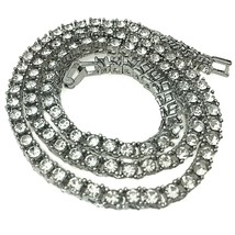 Men&#39;s 5MM Simulated Diamond Tennis Necklace 14K White Gold Plated Silver 28 - £1,123.24 GBP