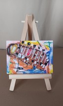 ACEO Original Abstract Painting Collage Signed By Artist ATC Collectible Art - £0.56 GBP