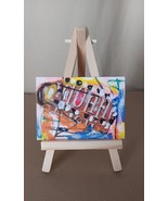 ACEO Original Abstract Painting Collage Signed By Artist ATC Collectible... - $0.72