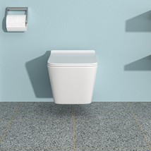 White Wall-Hung Toilet with Soft-Close Seat - $4,426.61 MXN