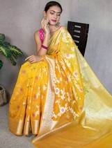 Soft Khadi georgette Banarasi Silk Saree || Zari Weaving Dona All over || Stylis - £67.69 GBP