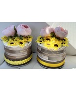  Set of 2 Rustic Yellow and Pink Sunflower Theme Baby Girl Shower Diaper... - $60.00