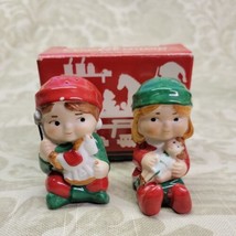Vintage 1983 Avon Claus &amp; Company Santas Helpers Salt &amp; Pepper Shakers W... - £5.98 GBP