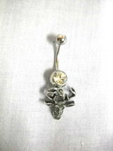Whitetail 6 Point Buck Deer Wildlife 14g Clear Cz Navel Barbell Belly Ring - £4.73 GBP