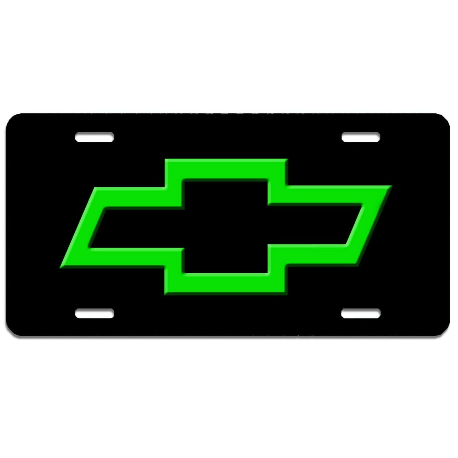 Chevy bowtie art aluminum vehicle license plate car truck SUV tag  black & green - $16.68