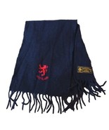 VTG Edinburgh Woollen Mill Scotland Navy Blue Wool Fringed Scarf Logo Em... - £18.47 GBP