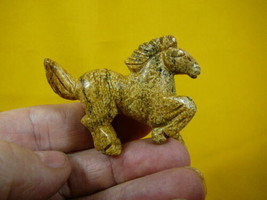 (Y-HOR-P-700) TAN Prancing WILD HORSE stone carving figurine GEMSTONE ho... - $17.53