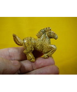 (Y-HOR-P-700) TAN Prancing WILD HORSE stone carving figurine GEMSTONE ho... - $24.05 CAD