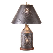 Tinner&#39;s Revere Lamp Lantern with Punched Tin Metal Shade HANDCRAFTED - £135.27 GBP