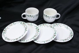 Royal Seasons Holly Christmas 4 Bread Plates and 2 Cups Lot of 6 Xmas - $199.16 MXN