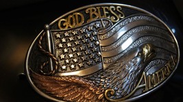 Nocona  God Bless America Buckle  American Flag Belt Buckle  37912 - £30.37 GBP