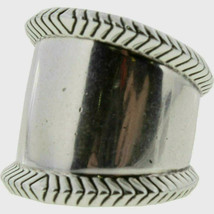 New NOS House of Harlow 1960 Tambo River silver tone wide band cocktail ring 5 - $24.74