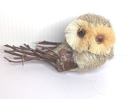 Sisal Owl Figure Ornament Straw Twigs Bushy Eyebrow Fall Cottage Farmhouse Core - £19.56 GBP
