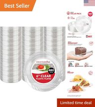 6-Inch Clear Plastic Dessert Plates 480 Pack Flexible Disposable Clear P... - $78.54