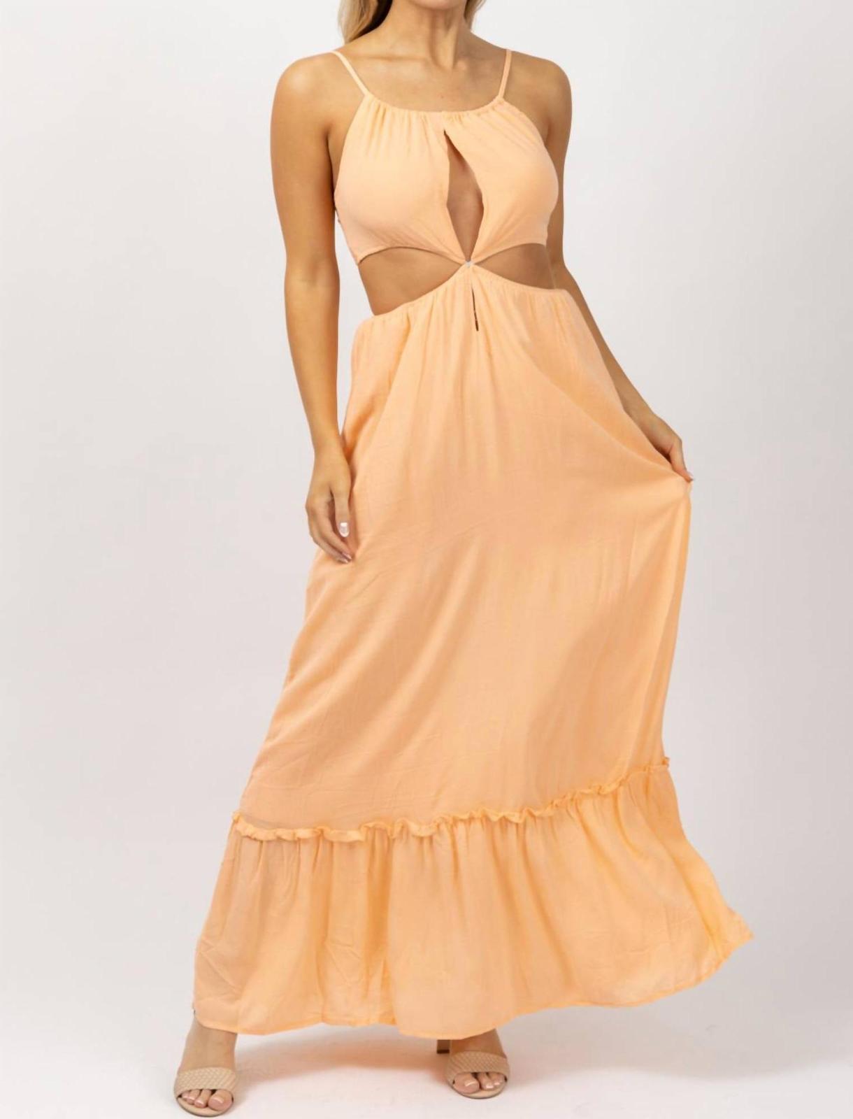 Endless Blu. Sherbet Tie Back Maxi Dress Orange - $38.00