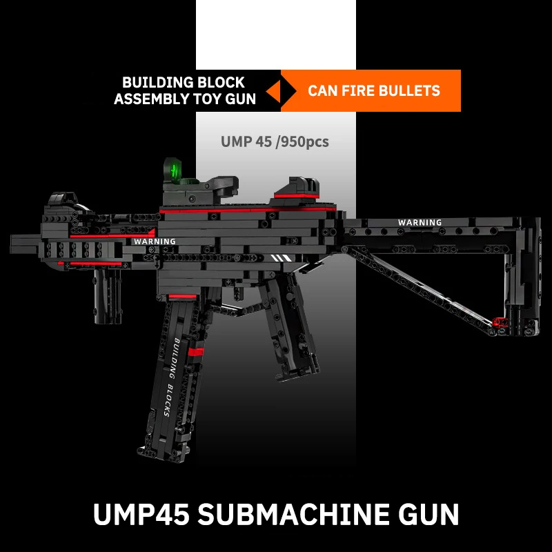 1000+PCS Military Series Upgraded version Ump45 Building Block Gun Can Fire - £52.29 GBP