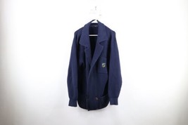 Vtg 90s Nautica Mens Large Distressed Chunky Ribbed Knit Blazer Cardigan Sweater - £54.49 GBP