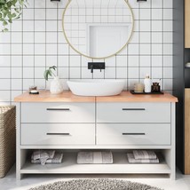  Bathroom Countertop Light Brown 63"x15.7"x(0.8"-1.6") Treated Solid Wood - $208.99