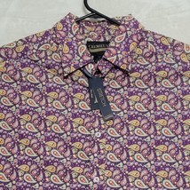 Cremieux Premium Denim Mens Shirt Size LT Paisley Purple Long Sleeves New - £34.49 GBP