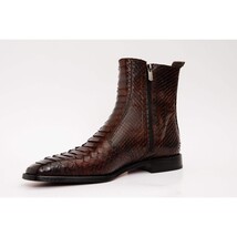 The Boss Burgundy Snake Zip-Up Leather Men Boot Limited Edition image 6