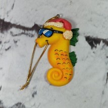 Vintage Seahorse Christmas Ornament With Santa Hat &amp; Sunglasses Tropical... - $9.89