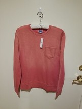 J CREW Mens Knit Goods Ombre Pullover Sweater Size Med Salmon Coral Chest Pocket - £25.18 GBP