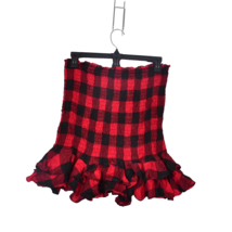 Olivaceous Size Large Women&#39;s Red Black Check Roushed Strapless Tube Top - $19.89