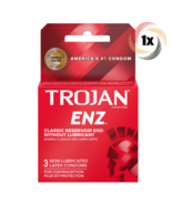 1x Pack Trojan ENZ Classic Non Lubricated Latex Condoms | 3 Condoms Per ... - $13.66 CAD