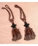 Fleur de Lis Ceramic Embellished Cord Tassel Brown 2pc Drapery Tieback Set - $40.00