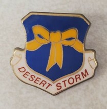 Desert Storm Enamel Pin Yellow Ribbon Blue Shield Hat Lapel Vest Pinchback - £11.52 GBP