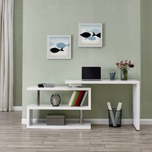 45 Inch White Corner Writing Desk - $14,480.48 MXN