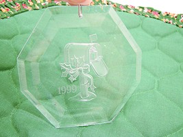 Vintage Acrylic Etched Decorated Mailbox Chirstmas Holiday 1999 Ornament 3x3&quot; - £7.64 GBP