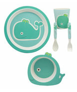 Moby Dick Whale Kids Children Toddler Baby 5 Piece Organic Bamboo Dinner... - $491.15 MXN