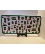 Alex And Zoe Melamine Rectangular serving Platter Cactus green white - $19.80