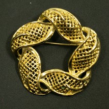 Vintage Chunky Gold Tone Rope Love Knot Brooch Pin VTG Costume Jewelry Statement - $3.87