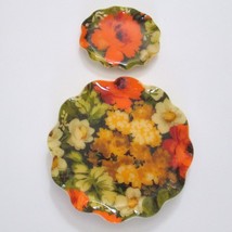 Vintage Fab Product Dish Set 2 Hardy Glenwood Products Trays 70s Floral Pattern - £31.09 GBP