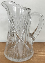 Vtg Antique American Brilliant ABCG Heavy Crystal Cut Glass Pitcher Jug Vase 9&quot; - £2,075.73 GBP