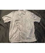 Tommy Bahama Men’s Silk Hawaiian Shirt Gray Floral Jacquard Button Front M - $401.89 MXN