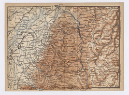 1896 Antique Map Of Vicinity Of BADEN-BADEN / BADEN-WÜRTTEMBERG / Germany - £17.05 GBP