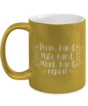 Mom hard, Wife hard, Work hard, repeat, gold Coffee Mug, Coffee Cup metallic  - £19.63 GBP