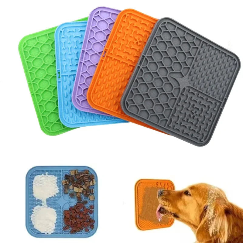 Pet Lick Silicone Mat for Dogs Pet Slow Food Plate Dog Bathing Distracti... - $5.99