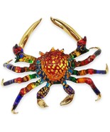 6&quot; Long Red Rainbow Crab Figurine Hand Blown Glass - $74.47