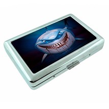 Shark Em1 Hip Silver Cigarette Case Id Holder Metal Wallet 4&quot; X 2.75&quot; RF... - $10.95