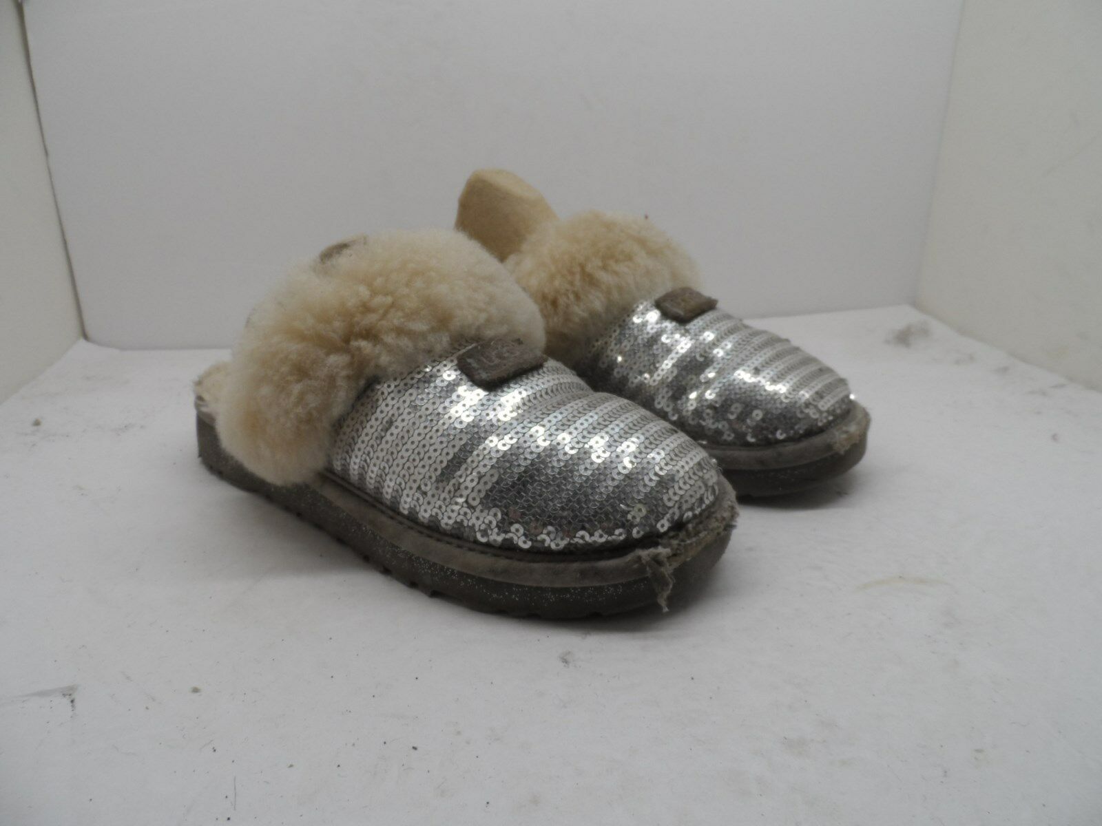 UGG Australia 1005766K  Dazzle Sequin Slippers Silver Youth Size 1M - £17.08 GBP