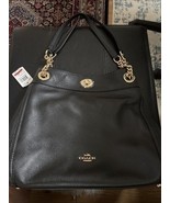 Coach 36855 Turnlock Edie Pebble Leather Shoulder Bag Beachwood - Black - $207.90