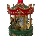 Vintage Plastic Carousel Ornament Gold Red Green 4 in - $10.21