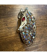 Vintage Mythical Horse Brooch Gold Tone Aurora Borealis Rhinestones Stun... - $65.00