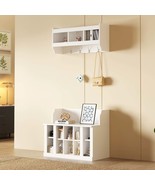 Elegant White Entryway Hall Tree with Shoe Storage Bench - $262.99