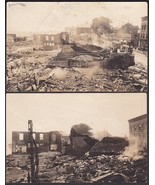 Rockland, Maine (2) RPPC Postcards June 16, 1920 Downtown Fire Destruction - £31.30 GBP